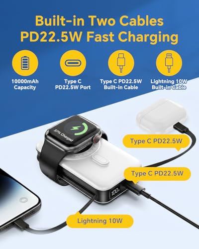 for Magsafe Battery Pack, Real Capacity 10000mAh with AC Wall Plug Charger - color: White