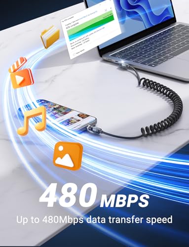 AUFU USB C to USB C Cable 3ft(2Pack), Double 180°+360° Rotation/Coiled USB C Cable for Car/Car Charger USB C/Type C to Type C for 1Phone 17/16/15, Mac-Book/1Pad Series, Sam-Sung Galaxy Series