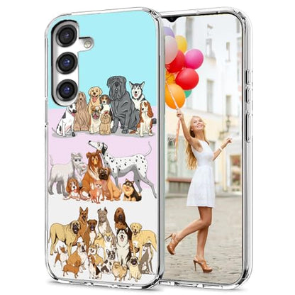 for Samsung Galaxy S24 FE Case for Girl Women Men, Full Protective Shockproof Slim Soft TPU Clear Phone Cover Cases for Galaxy S24 FE,Cute Cartoon Animal Pet Multi Breed Dog Puppy Pink - color: Pet Dog Puppy Pink