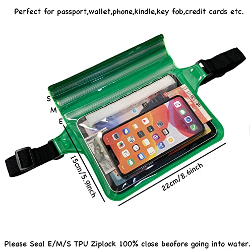 Waterproof Waist Pouch Dry Belt Bag Fanny Pack Keep Your Key Fob Wallet Kindle Phone Dry Perfect For Swim Surf Snorkel(Green) - color: Green