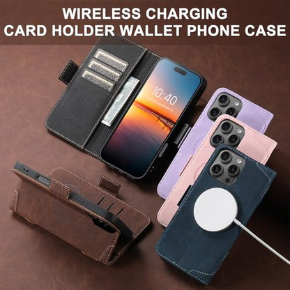 SINIANL iPhone 16 Plus Wallet Case - MagSafe Compatible, Leather Folio Cover with Card Slots and Kickstand - Black - color: MagSafe - Black, size: For iPhone 16 Plus