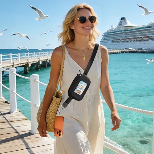 FUVLIFE Clip and Go Strap for Phone with Wallet Crossbody Lanyard (Black) - color: Black