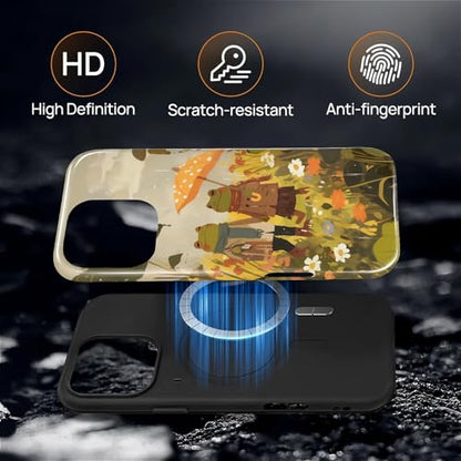 Magnetic for iPhone 16 Pro Case,[Compatible with Magsafe] Dual Layer Protective Heavy Duty Shockproof Rugged Drop Protection Bumper Hybrid Case - Rain Frog and Toad - color: Rain Frog and Toad, size: iPhone 16 Pro