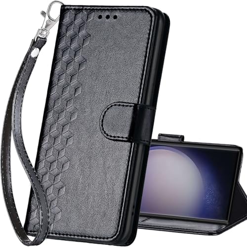 for Samsung Galaxy S24 Ultra Wallet case, Black-Cube | 3 Card Holders, Kickstand, Shockproof TPU Shell, PU Leather, Magnetic Closure, Protective Flip Folio Cover, Women - color: 4