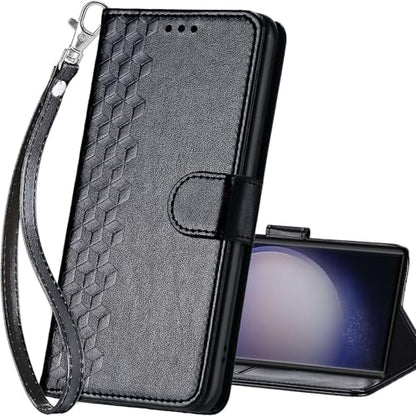 for Samsung Galaxy S24 Ultra Wallet case, Black-Cube | 3 Card Holders, Kickstand, Shockproof TPU Shell, PU Leather, Magnetic Closure, Protective Flip Folio Cover, Women - color: 4