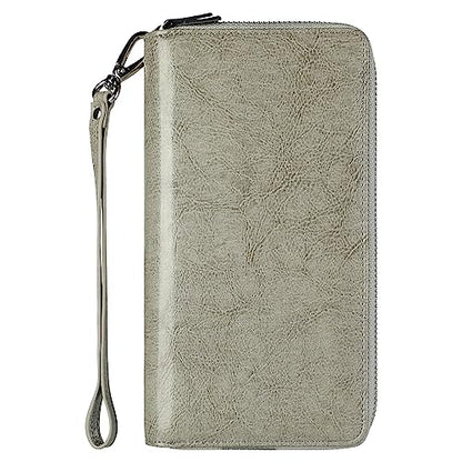 Small Compact Women Wallet RFID Blocking Genuine Leather Bifold Purse with ID Windows - color: 2-waxed Gray, size: One Size