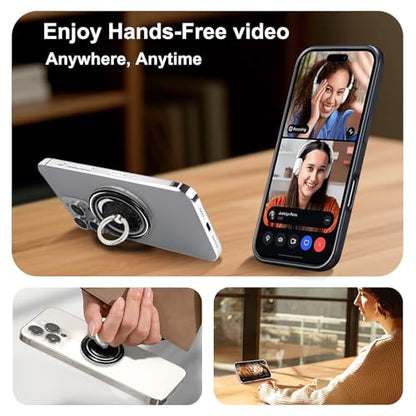 Black Sparkly Magnetic Ring Grip for MagSafe, Bling Phone Stand - color: Black