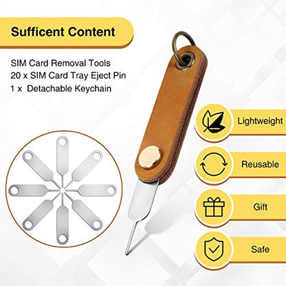 Weewooday 20 Pcs Sim Card Removal Tool Universal Sim Card Pin Card Tray Eject Pin Ejector Tool with 1 Detachable Keychain Charm for Smart Phones and Tablets