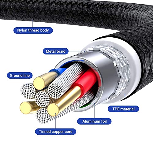 540° Rotation 3 in 1 Magnetic Charging Cable (7-Pack, 1.6ft/3.3ft/6.6ft/6.6ft/10ft/10ft, Magnet Phone Charger Compatible with Micro USB, Type C Device, black, (NEW-7PACK)
