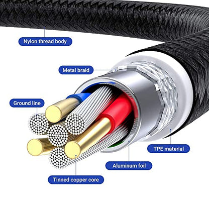540° Rotation 3 in 1 Magnetic Charging Cable (7-Pack, 1.6ft/3.3ft/6.6ft/6.6ft/10ft/10ft, Magnet Phone Charger Compatible with Micro USB, Type C Device, black, (NEW-7PACK)