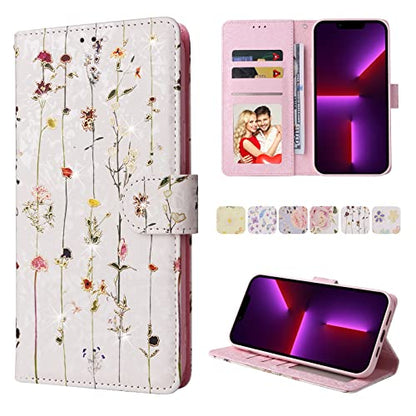 UEEBAI Wallet Case for iPhone 14 Pro, PU Leather Phone Cover Kickstand RFID Blocking Flip Case Card Slots Wrist Strap Relief Engraved Pattern Magnetic Closure Flower Folio Wallet, Vine - color: Vine, size: iPhone 14 Pro
