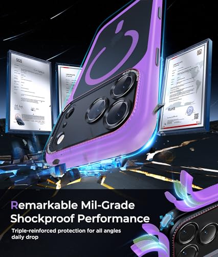 Magnetic for iPhone 17 Pro Max Case with Integrated Camera Protection, [Seamless Work with Magsafe] [Military Grade Shockproof] [Covered Camera Control Button] Case for iPhone 17 Pro Max 6.9'', Purple - color: Purple