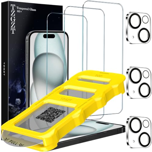 TZGZT 3 Pack Screen Protector for iPhone 15, Tempered Glass, Case Friendly - color: iPhone 15 Clear