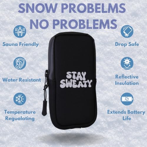 TempSafe – The OG Sauna Phone Case | Thermal Phone Pouch for iPhone & Android | Prevents Overheating, Extends Battery Life in Cold Weather | Neoprene Water-Resistant Sleeve with Carabiner (Large)
