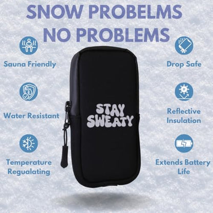 TempSafe – The OG Sauna Phone Case | Thermal Phone Pouch for iPhone & Android | Prevents Overheating, Extends Battery Life in Cold Weather | Neoprene Water-Resistant Sleeve with Carabiner (Large)