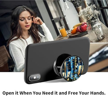 2 Pack Cell Phone Grip with Expanding Kickstand, Purple Blue Book - color: Purple Blue Book