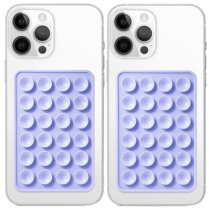 Anteel 2 Pack Silicone Suction Phone Case Mount, Non Slip Sticky Grip for Cellphone, Silicon Adhesive Suction Cup Mount, Strong Grip Holder for Selfies and Videos (Lavender) - color: Lavender
