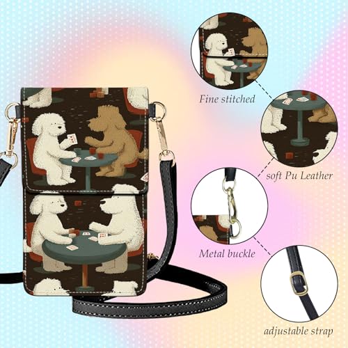 Small Crossbody Bags for Women Touchscreen Cell Phone Bag Cross Body Purses with adjustable Strap,Gifts For Teenage Girls - color: Dogs playing poker