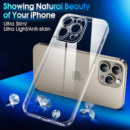 Supdeal Crystal Clear Case for iPhone 15 Pro Max, [Not Yellowing] [Camera Protection] [Military Grade Drop Tested] Transparent Shockproof Protective Soft Silicone Slim Cover, 6.7 inch, Transparent - color: Transparent, size: iPhone 15 Pro Max
