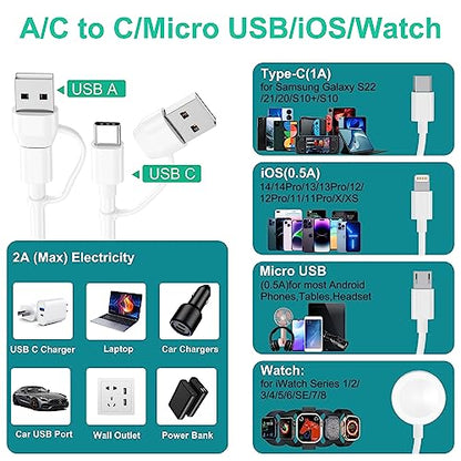 Multi Charging Cable 4 in 2 for Apple Watch Charger 6FT - style: i/b/c/w