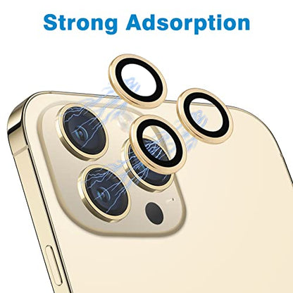 Compatible with iPhone 12 Pro Max Camera Lens Protector, Anti-Scratch 9H Tempered Glass Metal Camera Screen Protector Shockproof Cover Film for iPhone 12 Max 6.7inch-3 Pcs Gold - color: Gold