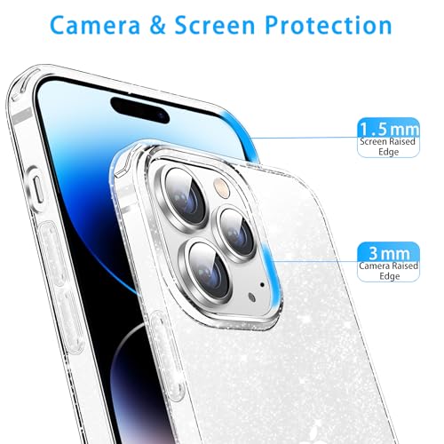 JJGoo Compatible with iPhone 14 Pro Case, Bling Sparkle Soft TPU Anti-Scratch Shockproof Protective Phone Bumper, Women Girls Cute Slim Sparkly Phone Case for iPhone 14 Pro, Clear Glitter - color: Clear Glitter