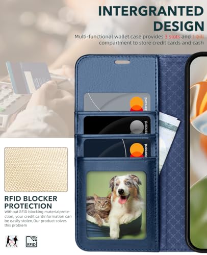 OCASE Compatible with Google Pixel 10a Wallet Case, PU Leather Flip Folio Case with Card Holders RFID Blocking Kickstand [Shockproof TPU Inner Shell] Phone Cover 2026, Blue - color: Blue