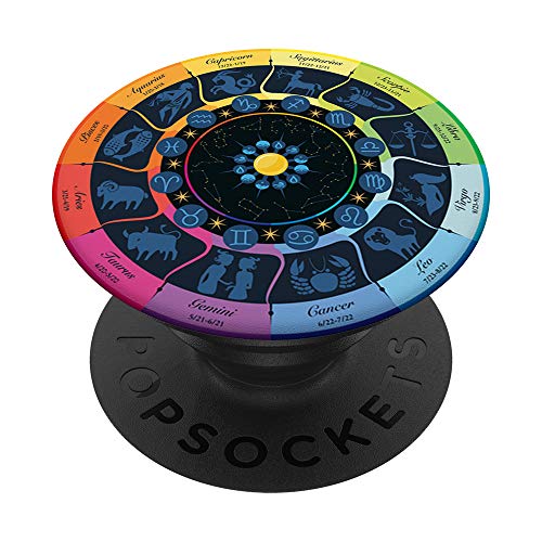 Zodiac Astrology Wheel Star Sign Symbol Astrology Birth Grip PopSockets PopGrip: Swappable Grip for Phones & Tablets
