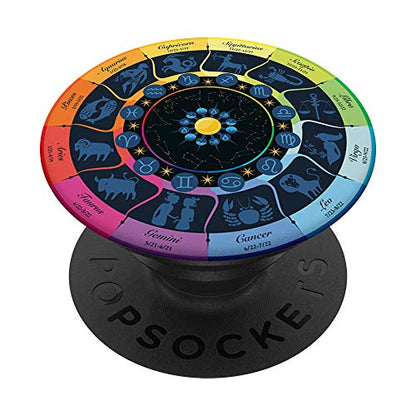 Zodiac Astrology Wheel Star Sign Symbol Astrology Birth Grip PopSockets PopGrip: Swappable Grip for Phones & Tablets