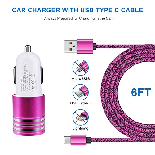 Fast Charging USB C Car Charger for Samsung Galaxy S26 S25 S24 S23 S22 S21 - color: Rose