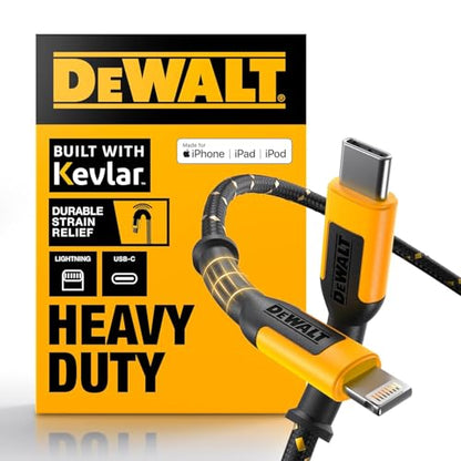 DEWALT Lightning to USB C Cable (USB C to Lightning, 4 FT) - size: 4 feet, 1-Pack