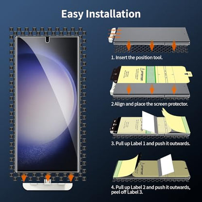 2 Pack Privacy Screen Protector for Samsung Galaxy S23 Ultra [Not Glass], Anti-spy Flexible TPU Screen Protector, Support Fingerprint Unlock Full Coverage