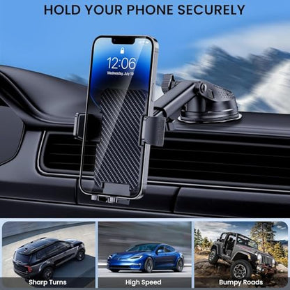 BIVGAZA Phone Holder Car [Military-Grade Suction] Universal Car Phone Holder [Thick Case Friendly] Automobile Accessories Dashboard Air Vent Windshield Phone Mount Fit for iPhone Android Smartphones - size: Large