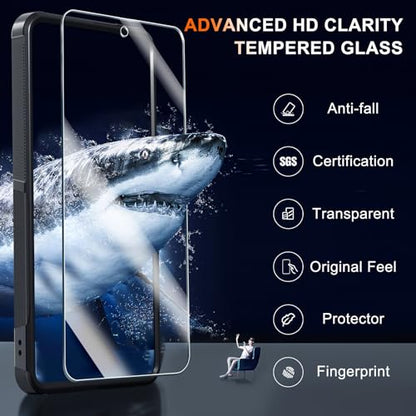 Case Compatible with Moto G Stylus 5G 2024, Full Body Heavy Duty Rugged Shockproof Protective Phone Cover with Lanyard Strap, Tempered Glass Screen Protector, Black Matte | with Tempered Glass Screen Protector+Lanyard Strap,Rugged Shockproof Protective Ph