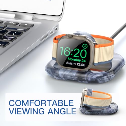 for Apple Watch Charger Stand, Magnetic Fast Charging Dock Portable Design - color: Marble Black