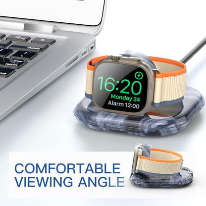 for Apple Watch Charger Stand, Magnetic Fast Charging Dock Portable Design - color: Marble Black