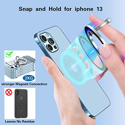 Magnetic Phone Ring Grip for MagSafe Phone Grip Finger Ring Holder Stand - color: Light Blue