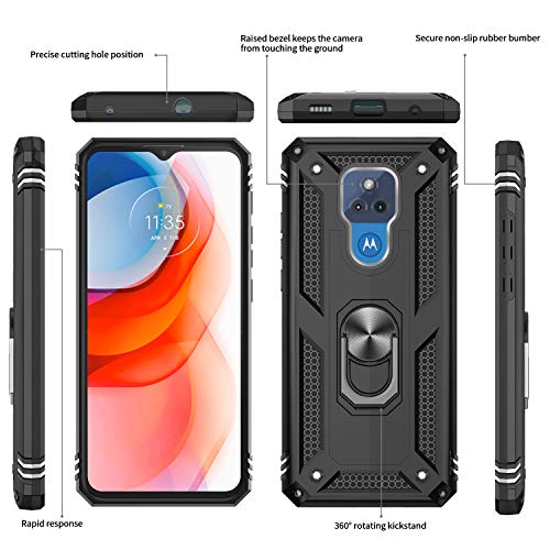 LeYi for Moto G Play 2021 Case: Heavy Duty Shockproof and Stand Black - color: Black, size: 6.5 inch (G Play 2021)