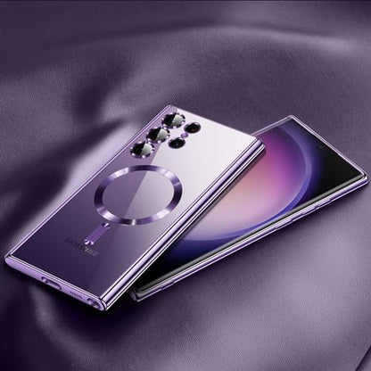 Hurgoer for Samsung Galaxy S23 Ultra Case（only）, Covers for s23u .Magnetic Glossy Slim Clear Luxury Soft Shockproof funda capa para for Galaxy S23 Ultra 6.8 inch .Compatible with MagSafe(Purple) - color: Purple