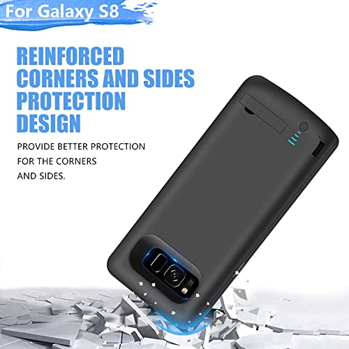 Battery Case for Samsung Galaxy S8, 5000mAh Rechargeable Extended Battery Charging Case with Kickstand Black