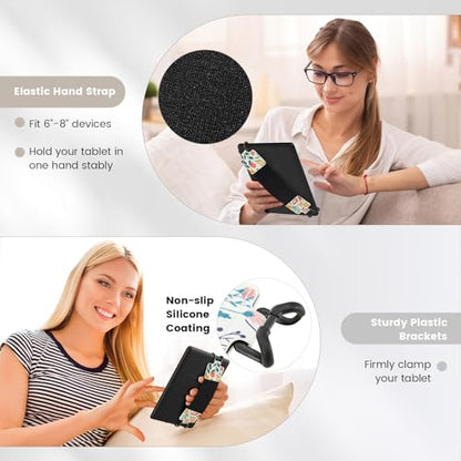 MoKo Security Hand-Strap for 6-8" Kindle eReaders Fire Tablets, Flowers - color: C-flowers Forest, style: Black Strap