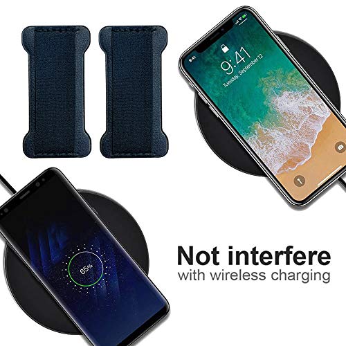 Phone Grip Holder for Hand, Universal Finger Strap Phone Holder, Finger Selfie Grip Compatible with Most Smartphones (Black Blue) -2Pack - color: Black+Blue