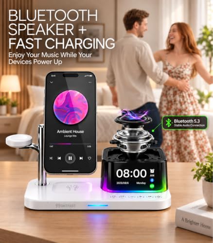 5-in-1 Wireless Charging Station with Alarm Clock for iPhone 18