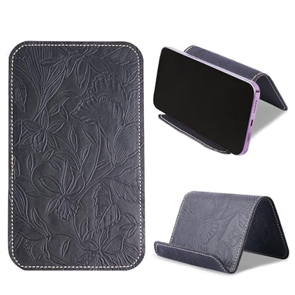 Airplane Travel Essentials for Flying Flex Flap Cell Phone Holder & Flexible Tablet Stand for Desk, Bed, Treadmill, Home & in-Flight Airplane Travel Accessories(1-Carved Black) - color: 1-Carved Black