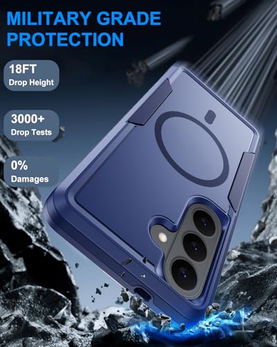 for Samsung Galaxy S26+ Plus Case with Screen Protector, S26 Plus Phone Case [Fit for MagSafe], Dual-Layer Heavy Duty Shockproof Magnetic Military Grade Protection Bumper Cover 6.7” (Blue)