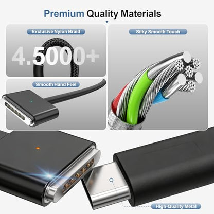 140W USB-C to Magnetic 3 Cable 6.6ft, for MacBook Pro/Air M2-M5, Black - color: Dark Black