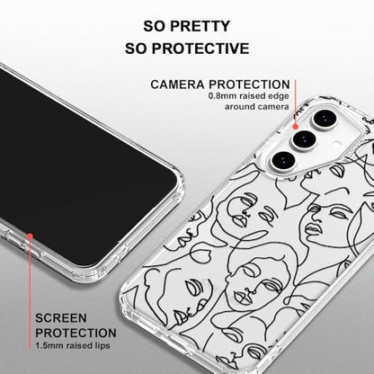 MOSNOVO Case for Samsung Galaxy S24 FE, [Buffertech 6.6ft Military-Grade Drop Protection] [Anti Peel Off Tech] Clear TPU Bumper Phone Case Cover Design - Abstract Face Line Art - color: Clear - Abstract Face Line Art, size: Samsung Galaxy S24 FE