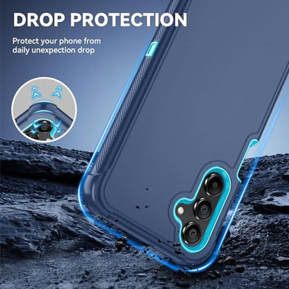 for Samsung Galaxy A16 5G Case : 3-Layer Shockproof Phone Cover with HD Screen Protector,Hybrid Protective Military-Grade Drop Protection for Galaxy A16 5G Phone Case (Blue/Glacier Blue) - color: Blue/Glacier Blue