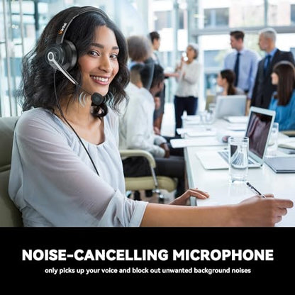 Wantek USB & 3.5mm Headset with Mic for PC/Laptop,Wired Headset with Noise-Cancelling Microphone & Audio Controls Perfect for Home Office Online Class Skype Zoom Call Center Webinar,Monaural