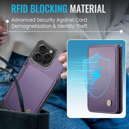 Wallet Case for iPhone 16 Pro Max Compatible with MagSafe for Men Women, Detachable Magnetic Wallet Phone Case with Card Slot Holder RFID Blocking for iPhone 16 Pro Max 6.9 inch (Purple) - color: Purple